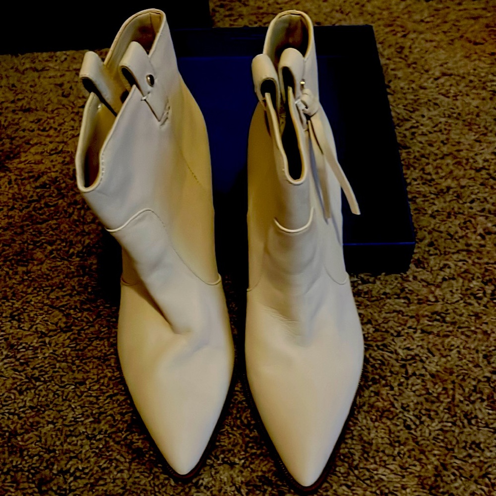 Creme suede booties - worn once around house to break in - brand new!